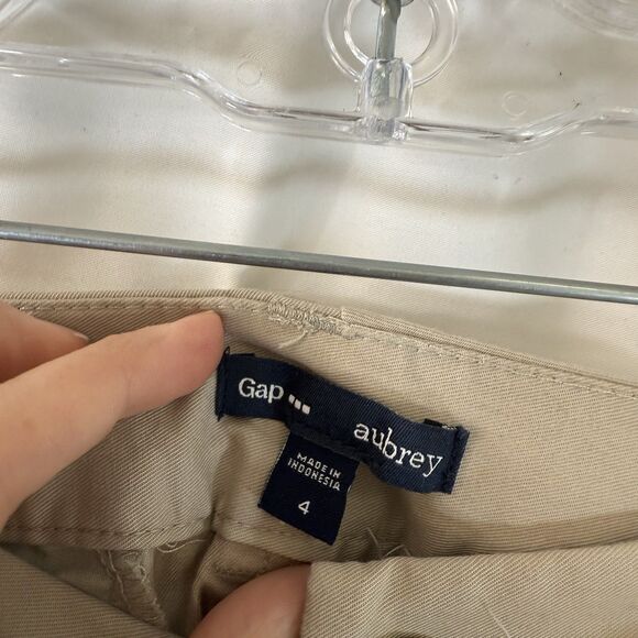 New Gap Aubrey Shorts Women's 4 Khaki Slit Pocket 5" Inseam 100% Cotton - Picture 3 of 7